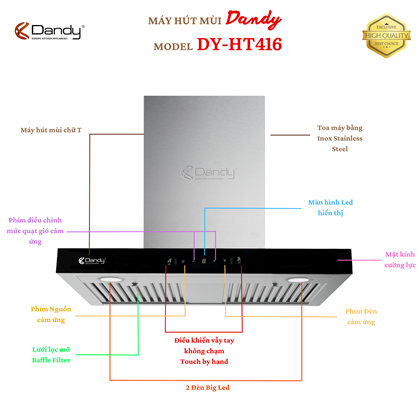 Máy hút khói khử mùi cao cấp DANDY DY-HT416