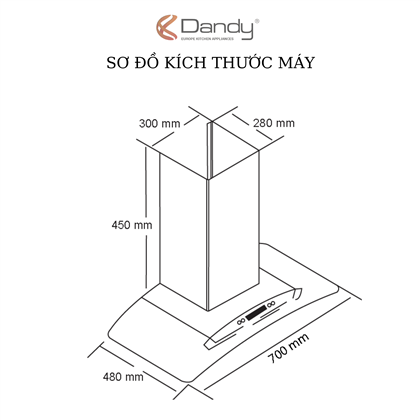 Máy hút khói khử mùi cao cấp Dandy DY-723