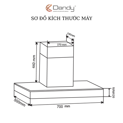 Máy hút khói khử mùi cao cấp DANDY DY HT7005 | Tặng Bếp từ đôi Dandy