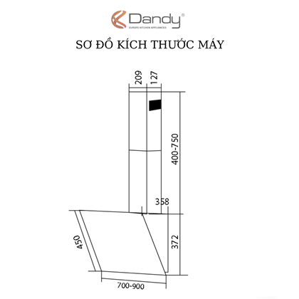 Máy hút khói khử mùi cao cấp DANDY DY-KP652_KP659