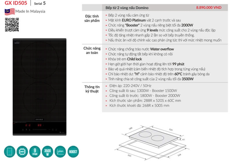 Bếp từ GrandX GX ID505