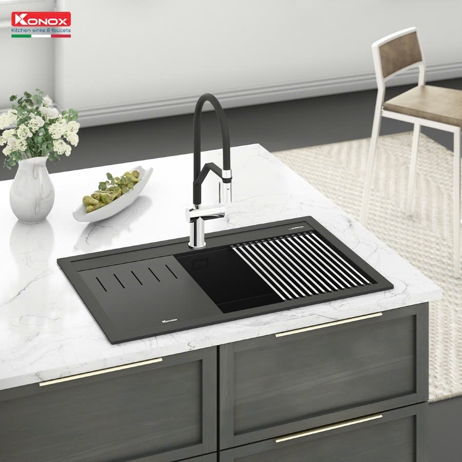 Chậu rửa bát Konox Granite Sink Terra 860S Black