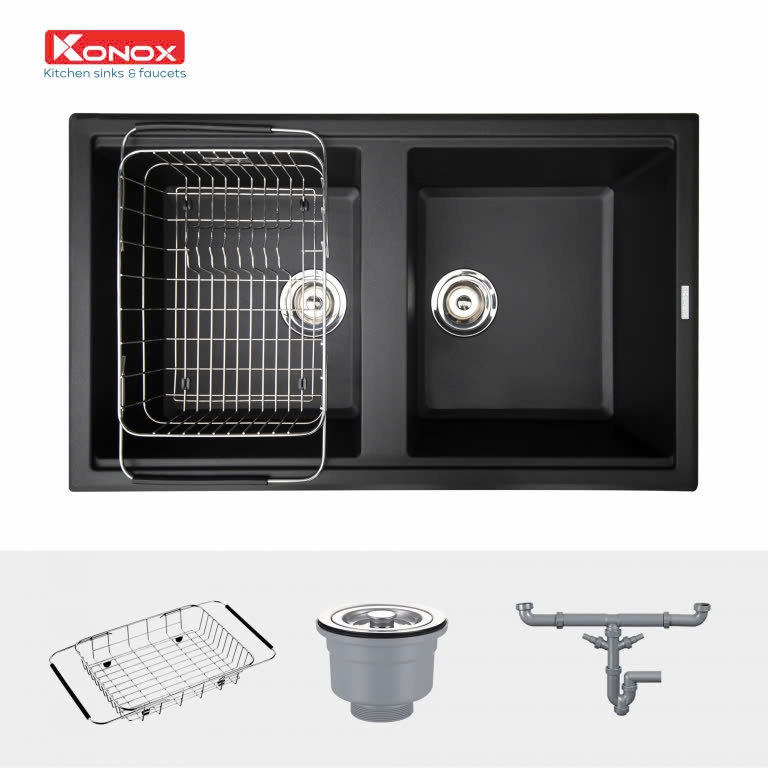 Chậu rửa bát Konox Granite Sink Phoenix Smart 860 – Black