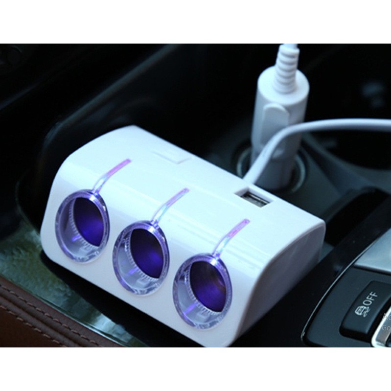 Tẩu Chia Sạc Ô Tô Olesoon – 3 Ổ Cắm Tẩu + 2 Cổng USB ,An Toàn, Cao Cấp