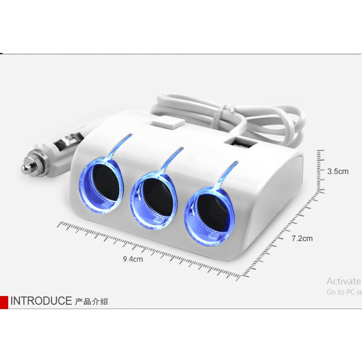 Tẩu Chia Sạc Ô Tô Olesoon – 3 Ổ Cắm Tẩu + 2 Cổng USB ,An Toàn, Cao Cấp