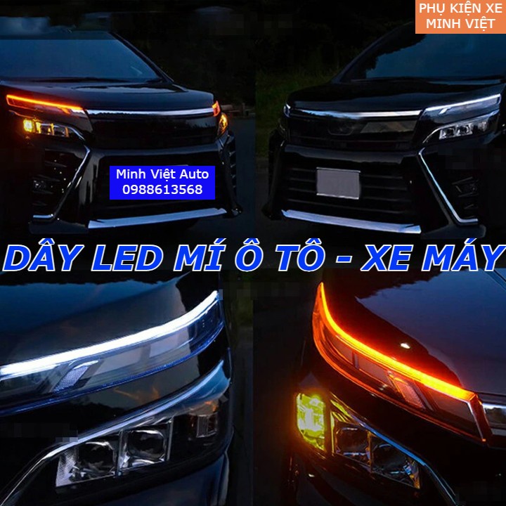 Bộ 2 Dải Đèn LED Mí Ô Tô Xe Máy Tích Hợp Xi Nhan Chạy Đuổi – Silicon Dẻo Chống Nước