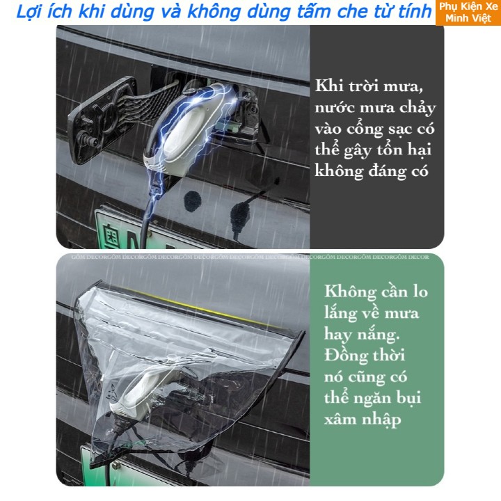 Tấm Che Mưa Ổ Sạc Xe Ô Tô Điện – Nam Châm Hít Chắc, Chống Nước, Dễ Lắp Đặt