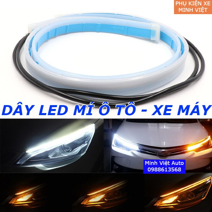 Bộ 2 Dải Đèn LED Mí Ô Tô Xe Máy Tích Hợp Xi Nhan Chạy Đuổi – Silicon Dẻo Chống Nước