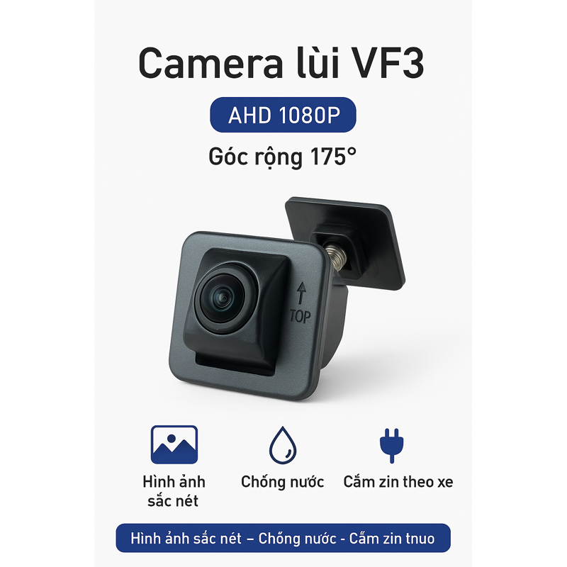 Camera Lùi Cho Xe VinFast VF3 – VF5 Cắm Jack Zin, Hình Ảnh Sắc Nét