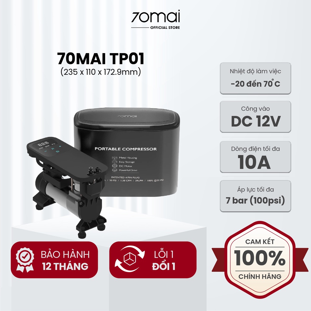 Máy Bơm Lốp Ô Tô Xiaomi TP01-Thiết Kế Thông Minh - Bơm Nhanh -Tiện Lợi
