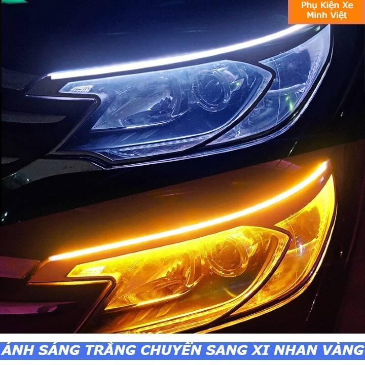 Bộ 2 Dải Đèn LED Mí Ô Tô Xe Máy Tích Hợp Xi Nhan Chạy Đuổi – Silicon Dẻo Chống Nước