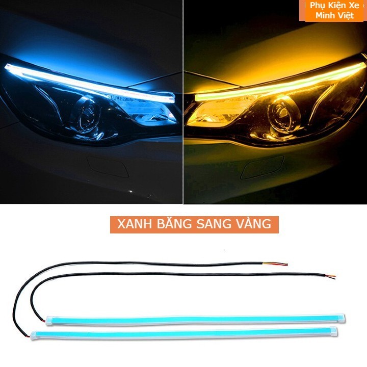 Bộ 2 Dải Đèn LED Mí Ô Tô Xe Máy Tích Hợp Xi Nhan Chạy Đuổi – Silicon Dẻo Chống Nước