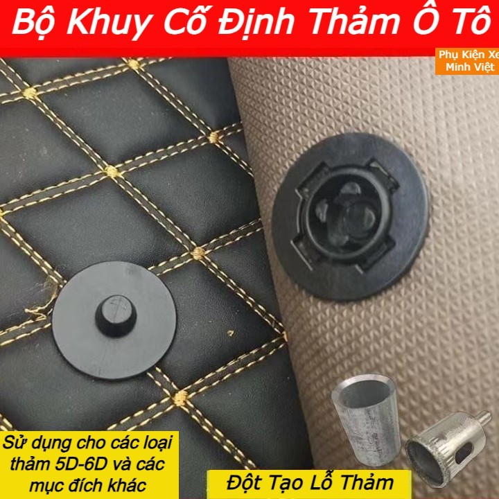 Combo 10 Bộ Khuy Cố Định Thảm Lót Sàn Ô Tô Chống Trơn Trượt Bền Bỉ,