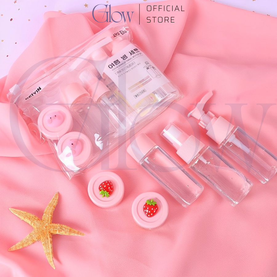 Bộ Chiết Mỹ Phẩm Du Lịch 5 Món GLOW WAXING Nhỏ Gọn, Tiện Lợi Kèm Túi Zip Siêu Xinh