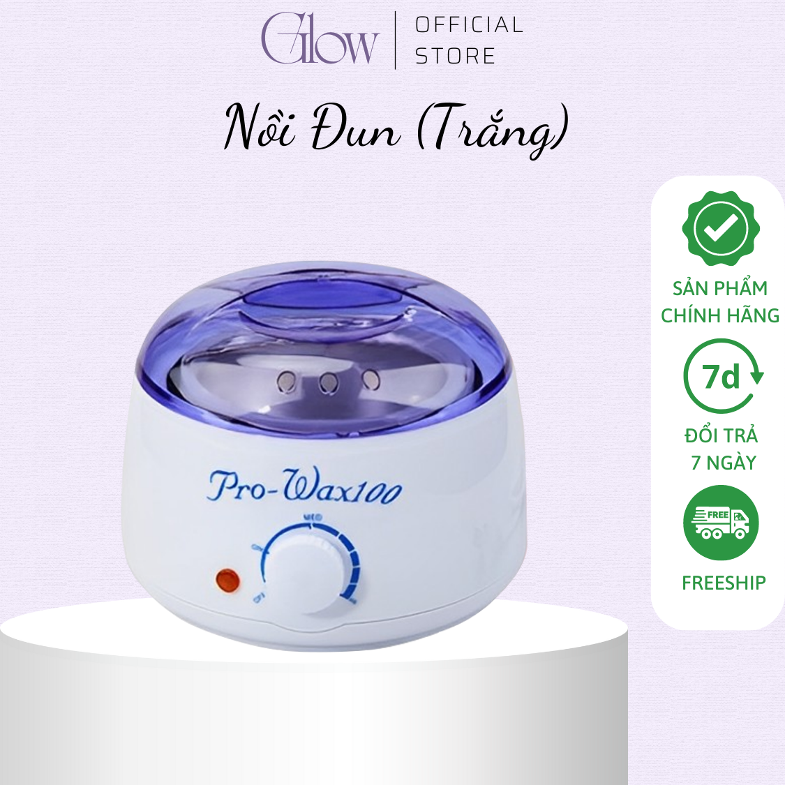 Combo Nồi Đun Sáp Wax Lông ProWax 100 + 100gram Sáp Dừa Hồng Wax Lông Cao Cấp,Siêu Bám Lông, Dành Cho Mọi Loại Da GLOW WAXING Tặng Que CHE TÊN - 8582
