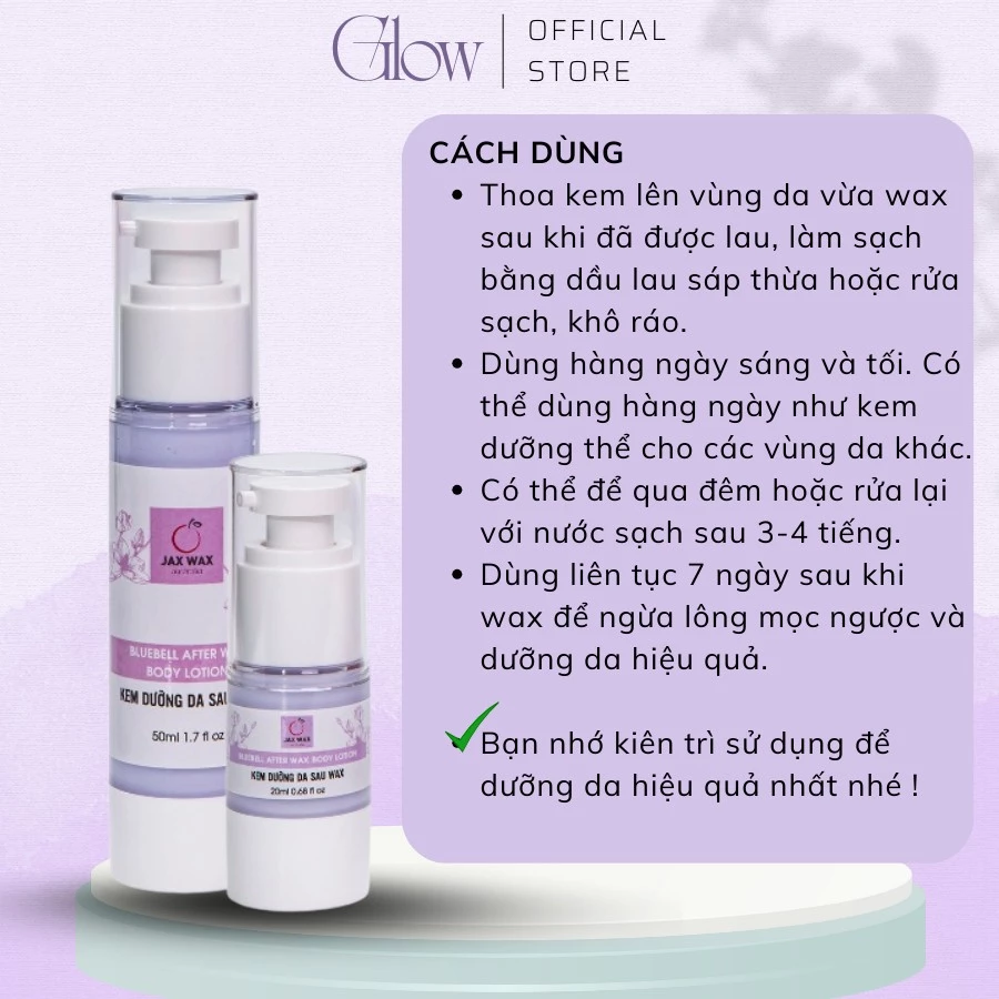Kem Dưỡng Da Sau Khi Wax Lông Giúp Giảm Ửng Đỏ, Viêm Nang Lông GLOWWAXING Lành Tính An Toàn Cho Mọi Loại Da