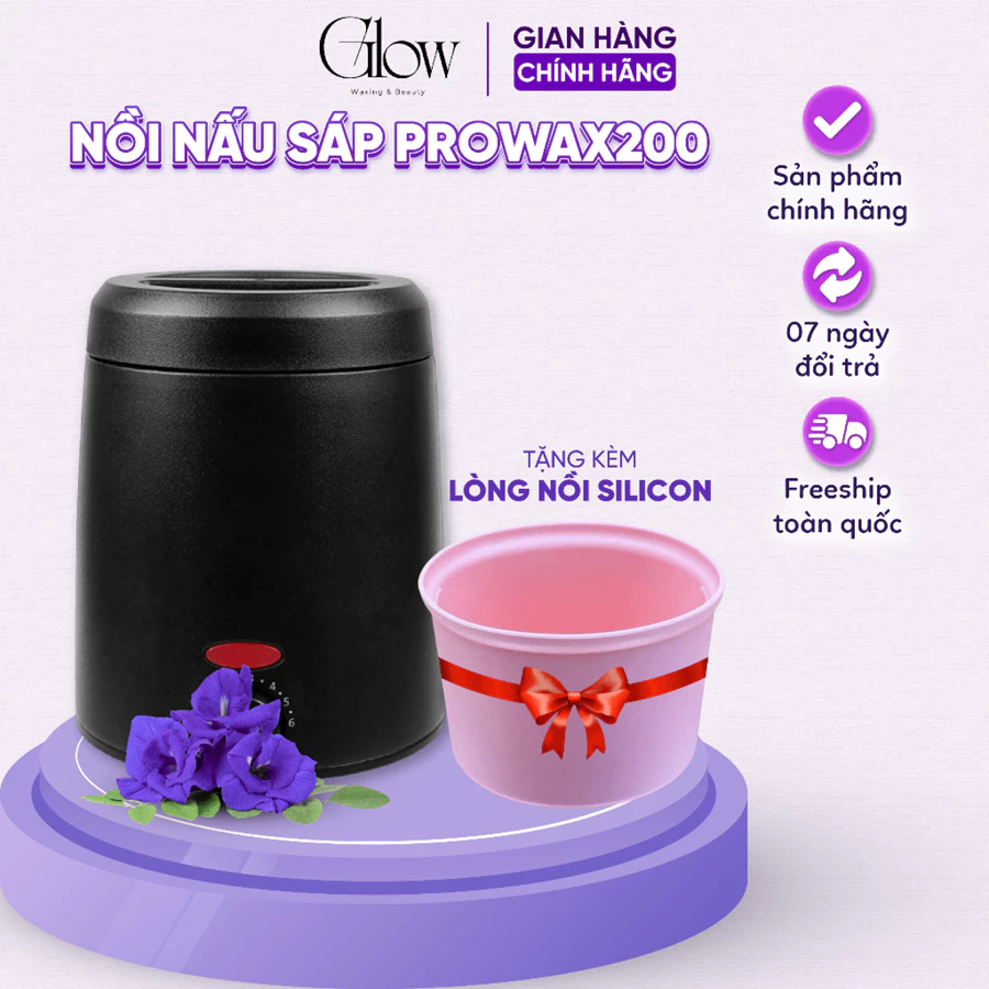Combo 100gr Sáp Ngọc Trai Premium + Nồi Nấu Sáp Wax Lông Chống Dính Mini 200 GLOW WAXING