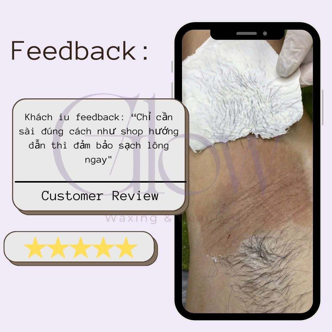 Combo Chén Nấu Sáp Wax Lông Silicone GLOW WAXING + 100gr Sáp Cao Cấp Siêu Bám Lông Tặng Que