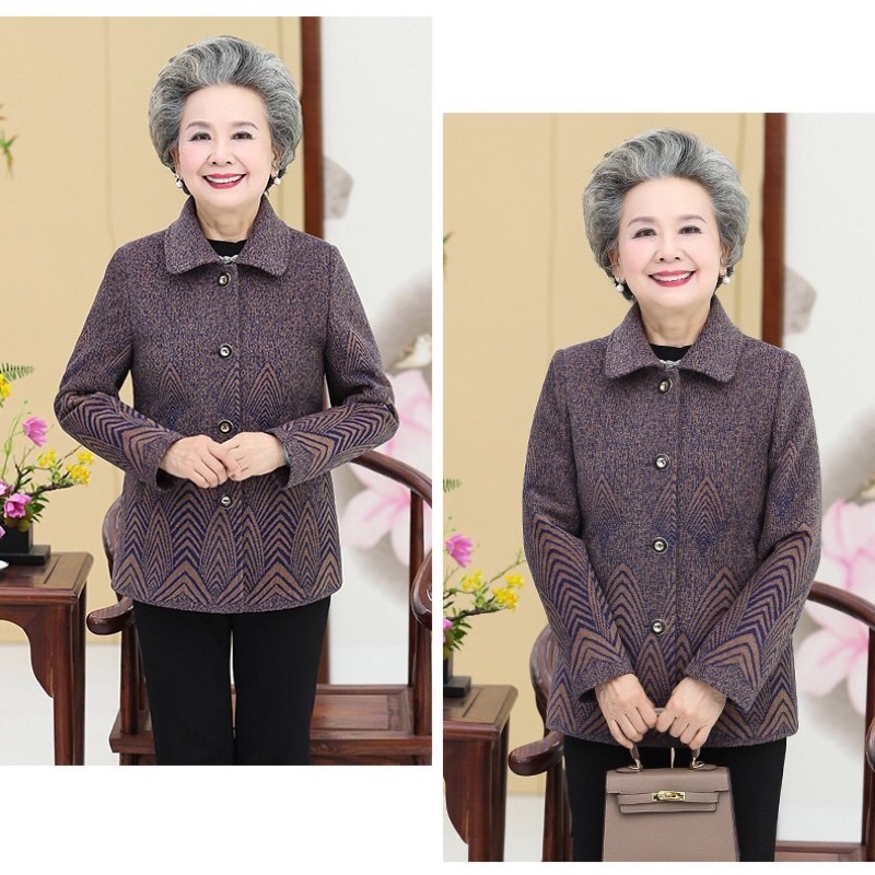 Áo khoác dạ lót lông dày ấm tặng bà/mẹH302
