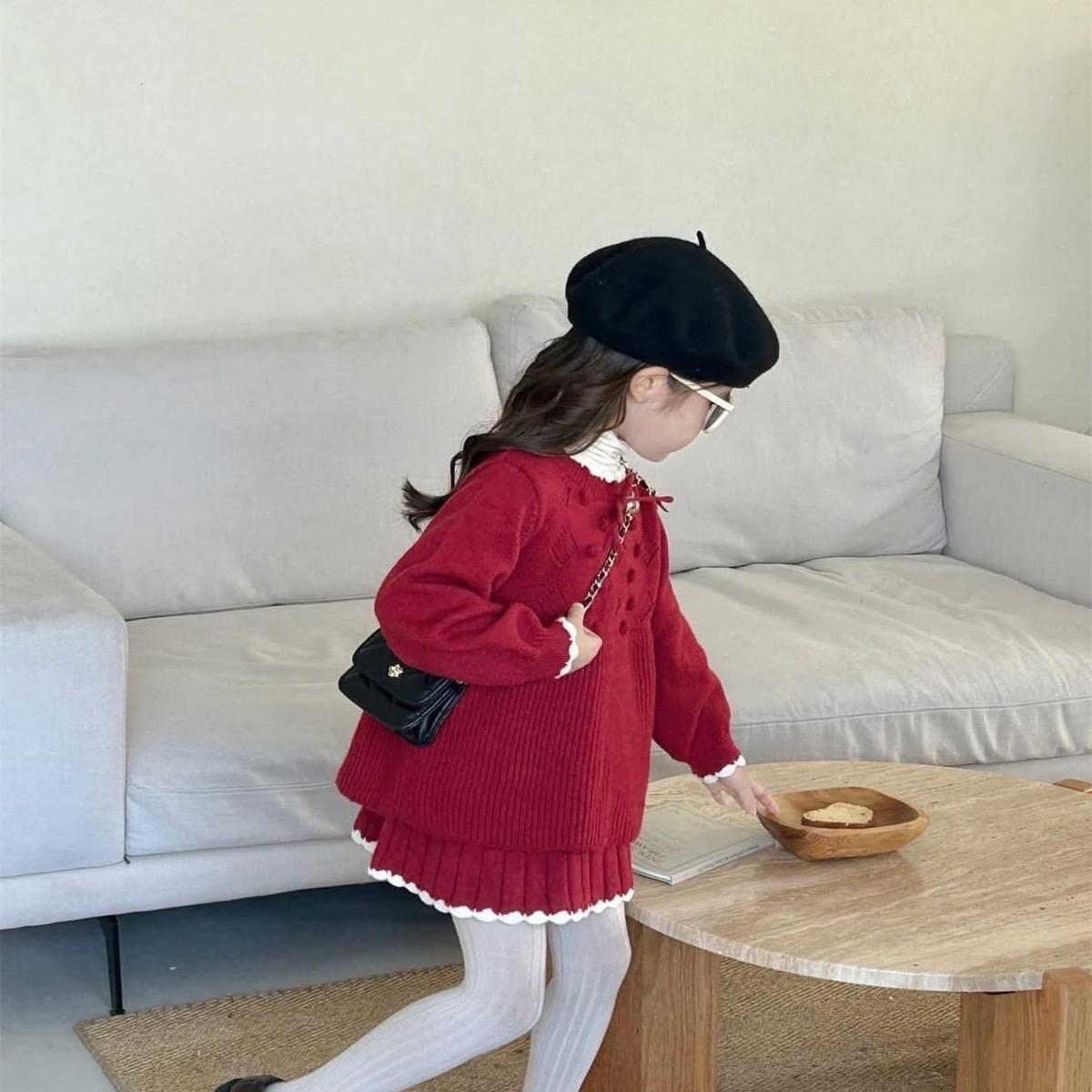 Set len đỏ bé gái QCCC dày dặnH109