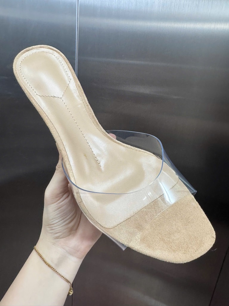 Dép Z quai trong suốt đế xuồng da lộn cao 5cm[850] [TL]/H602/
