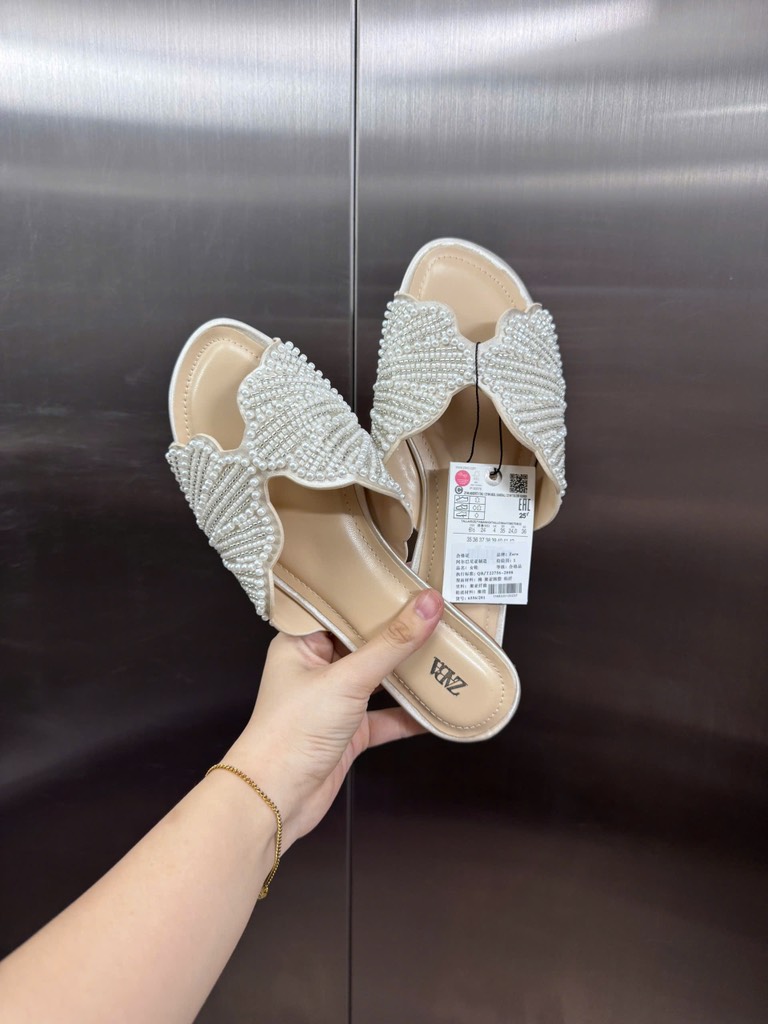 Dép Z viền lá sen đính dải ngọc FULLBOX(sẵn)-318_1/H705