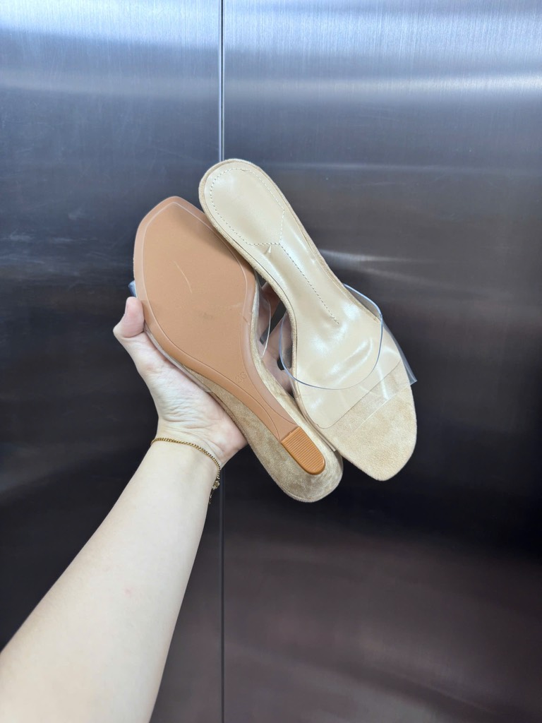 Dép Z quai trong suốt đế xuồng da lộn cao 5cm[850] [TL]/H602/