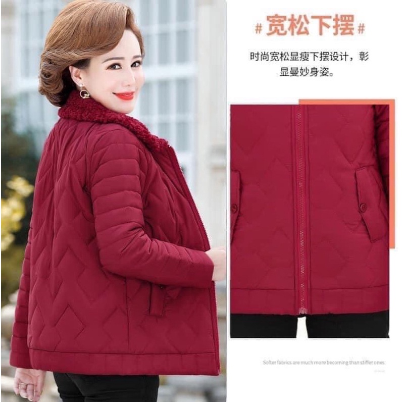 Áo phao bà lót lông (sẵn Tím và Nâu)H300