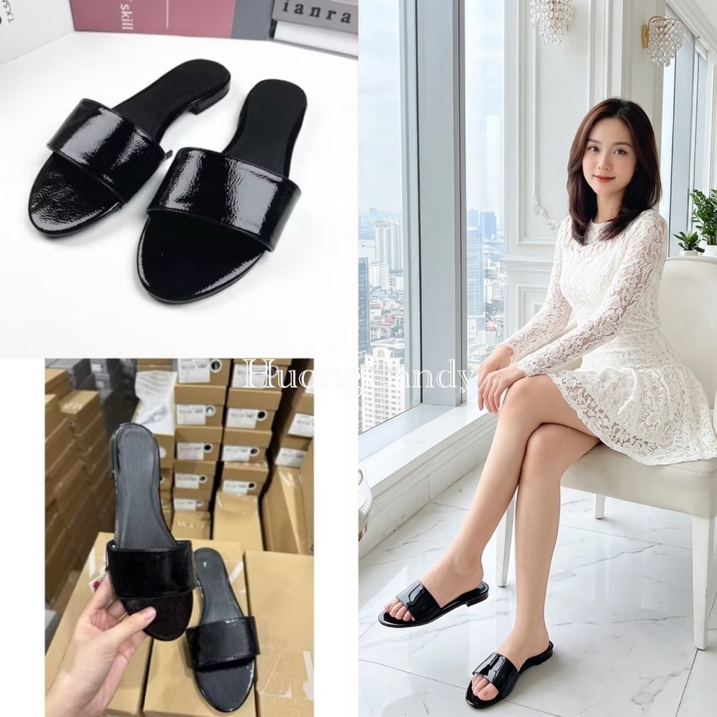 Dép Z Quai đen ngang dáng mợ Fullbox(sẵn)-H460/5802/TG1