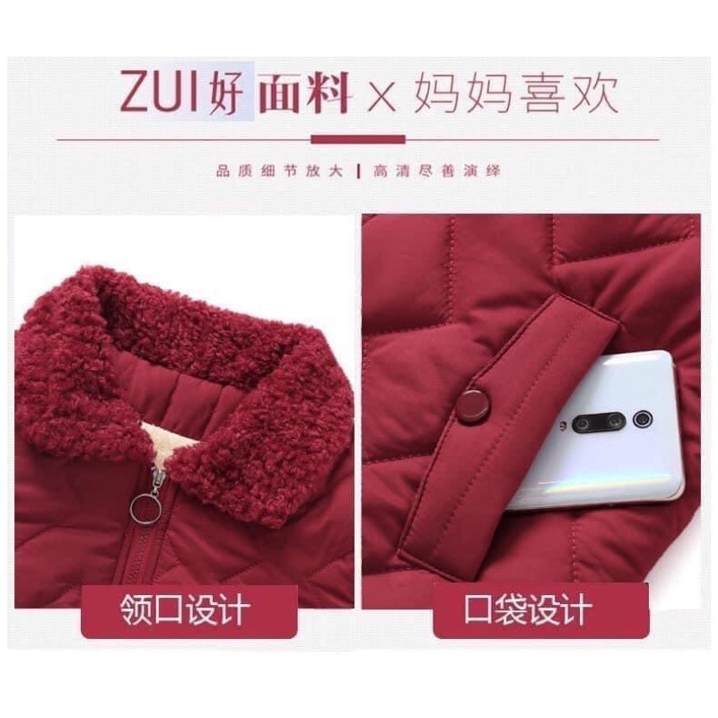 Áo phao bà lót lông (sẵn Tím và Nâu)H300