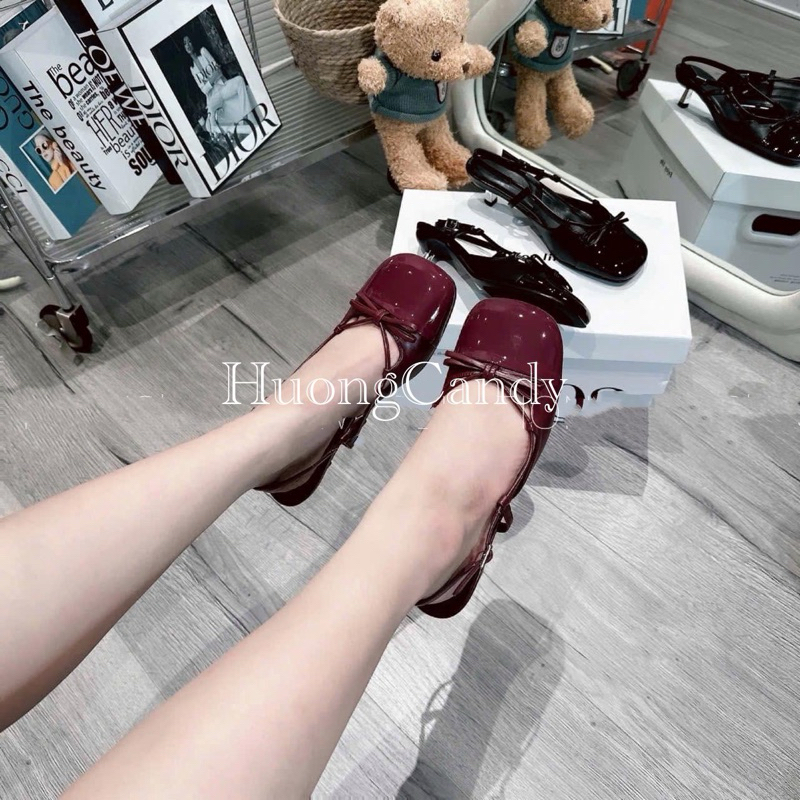 Giày CK nơ mũi tròn góc hở gót FULLBOX(lùi 1sz-hàng sẵn)H158