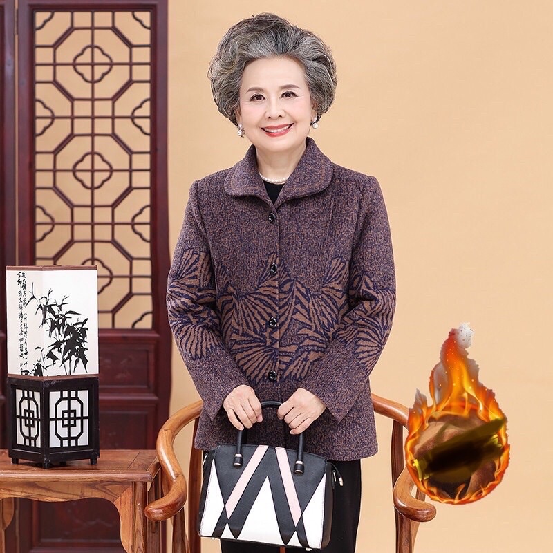 Áo khoác dạ lót lông dày ấm tặng bà/mẹH302