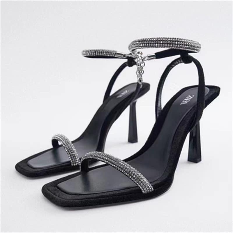 Sandal Z.Ra hai quai đá trắng cao 9cm [HÀNG SẴN]H377