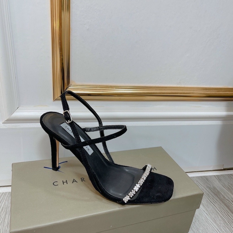 Sandal C.N.K cao gót quai Da Lộn Phối đá Lấp lánh(HÀNG SẴN)H315