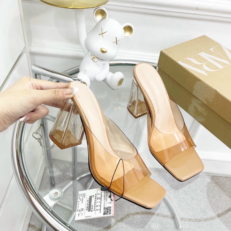 Guốc Za.Ra Mica Nâu Đế Trong Siêu Tôn Dáng [HÀNG SẴN-lùi 1 sz]H367