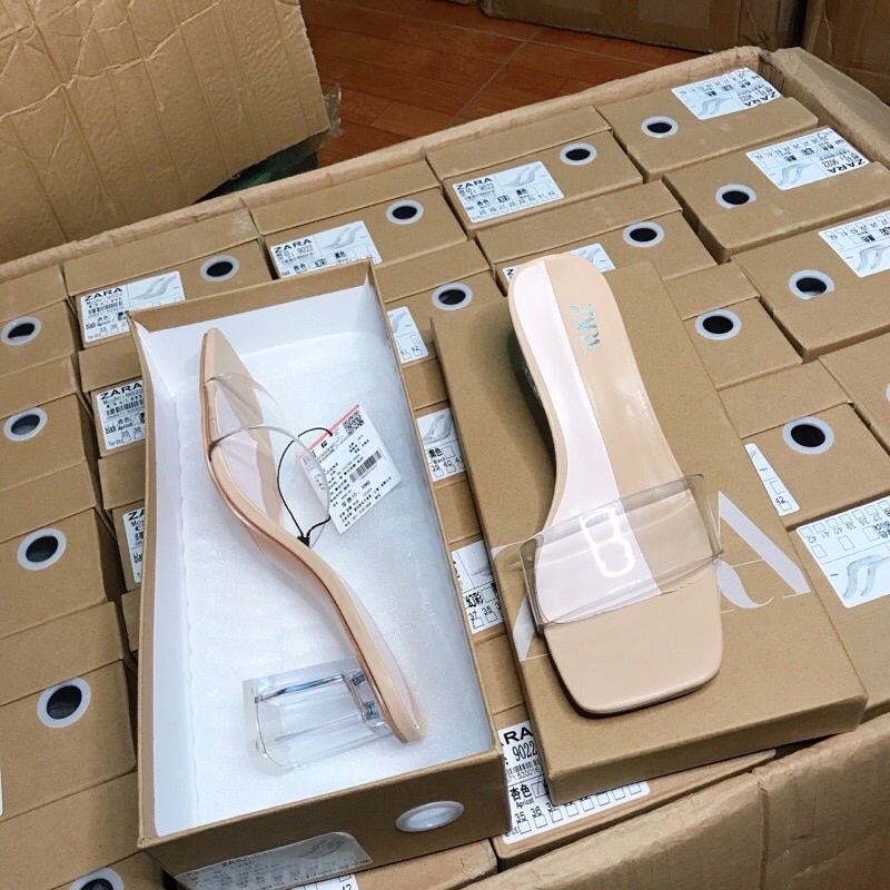 Guốc một quai mica trong suốt cao 6cm ZR Full box [HÀNG SẴN]H357