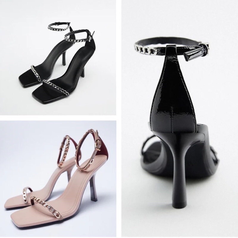 Sandal ZR cao gót 2 quai xích mảnh [full box-lùi 1 size ạ](HÀNG SẴN)H346