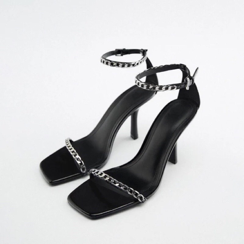 Sandal ZR cao gót 2 quai xích mảnh [full box-lùi 1 size ạ](HÀNG SẴN)H346