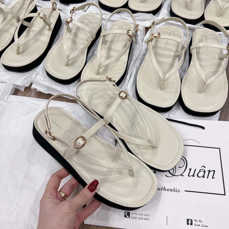 Sandal CK xỏ ngón đế bánh mỳ tôn dáng[full box- lùi 1 sz] ( HÀNG SẴN)H376