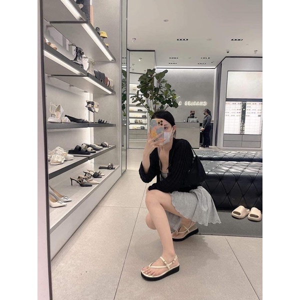 Sandal CK xỏ ngón đế bánh mỳ tôn dáng[full box- lùi 1 sz] ( HÀNG SẴN)H376