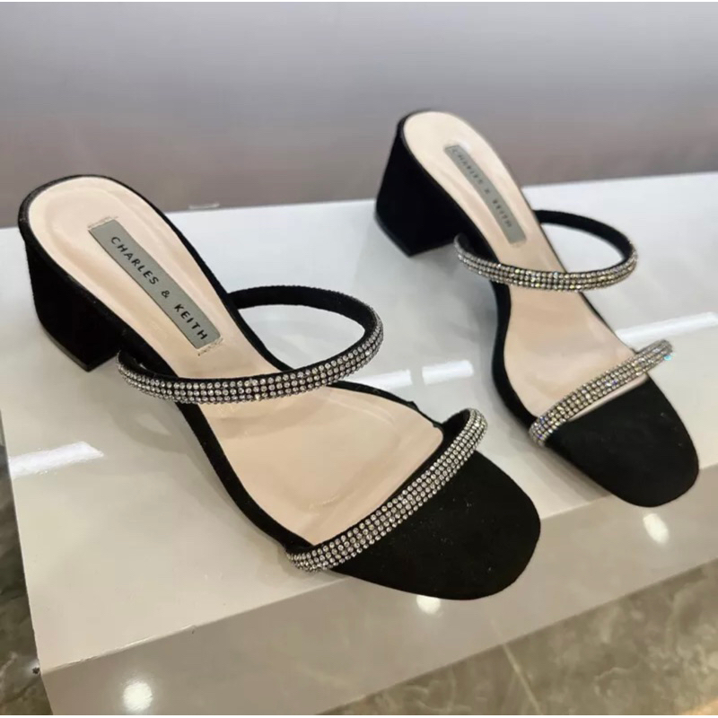 Guốc CK 5cm hai quai đá full boxH340