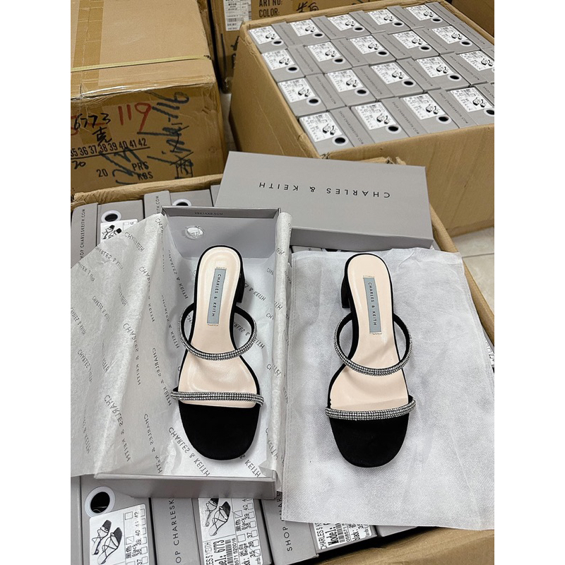 Guốc CK 5cm hai quai đá full boxH340