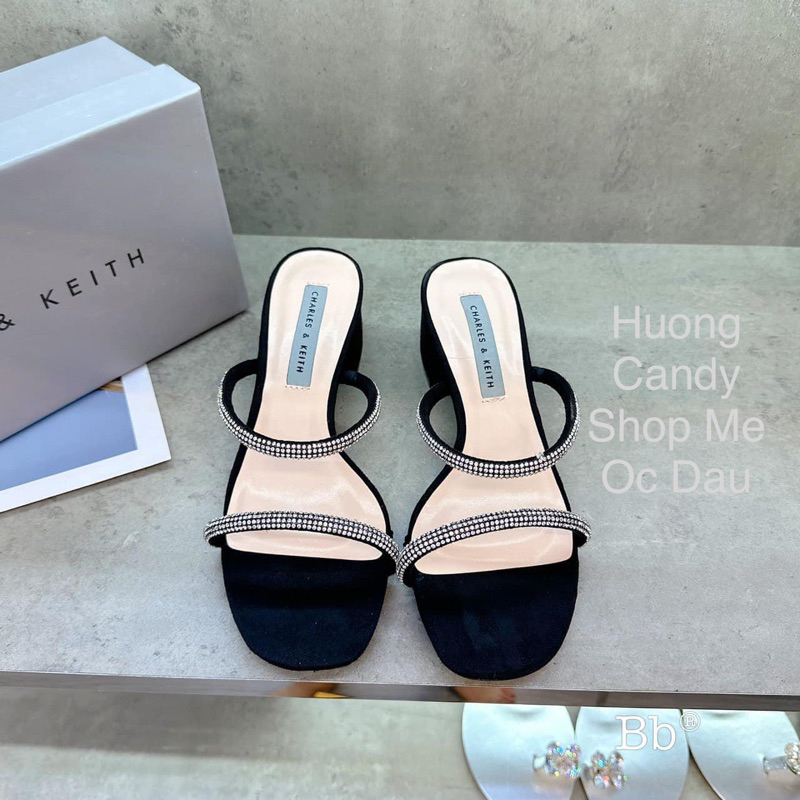 Guốc CK 5cm hai quai đá full boxH340