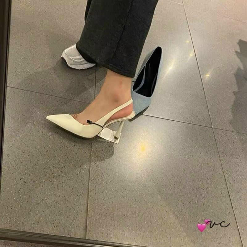 Giày Cao Gót ZR Trắng Phối trong Mica Cao 8.5cm FullboxH325