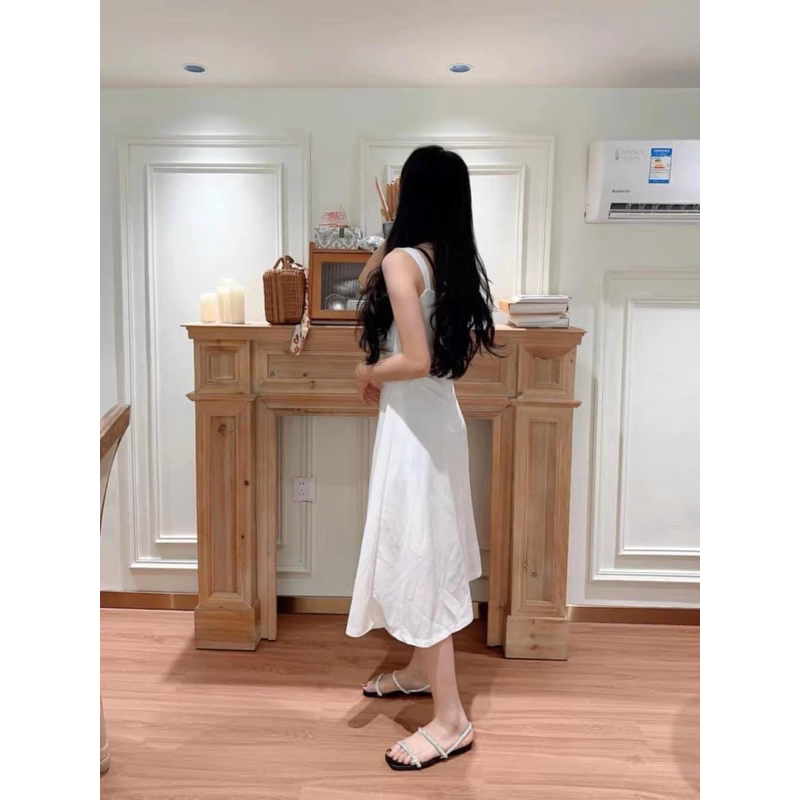 Sandal ZR bệt 2 quai ngang đính đá trắng Full boxH326