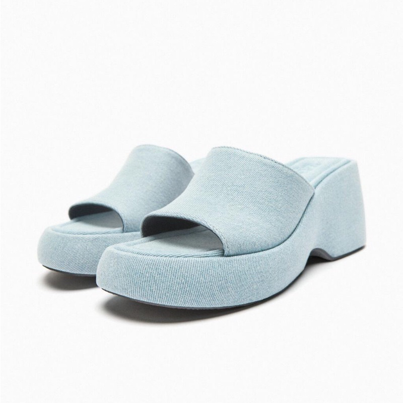 Dép Sandal Cao Gót Denim Xanh Dương Zar [Full box][Hàng Đẹp]H322