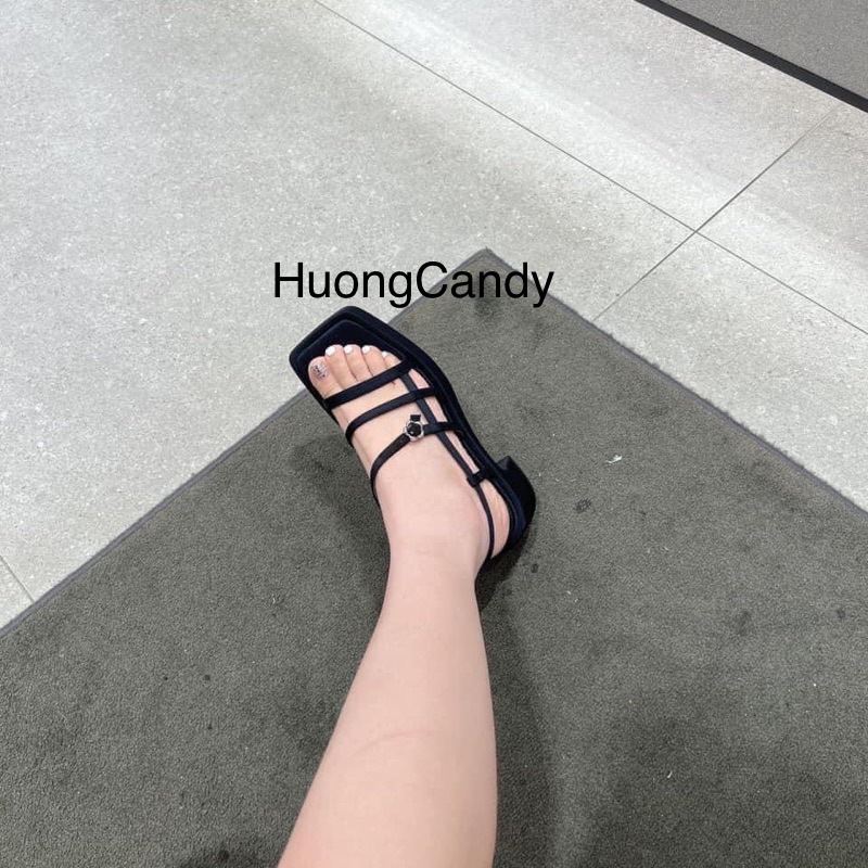[Sẵn]Sandal CK Dây đen gót vuông cao 5cm FULLBOX[chân mảnh nên lùi 1sz][sẵn hàng]H306