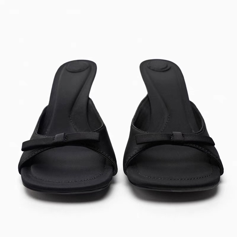 Guốc đính Nơ đen nhỏ (8cm) FullBox[ SẴN hàng]H286