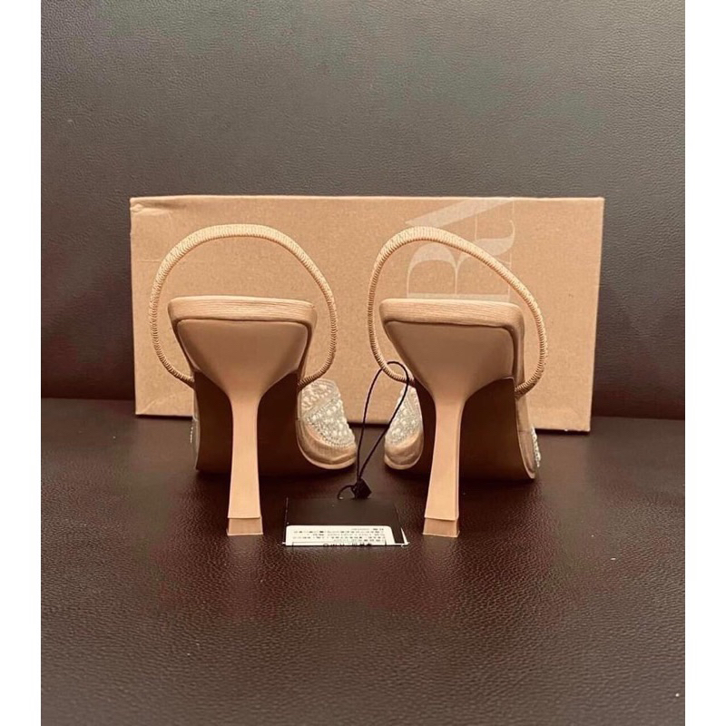 Giày ZR hạt Ngọc tròn nhũ bạc 8cm (FullBox)H257