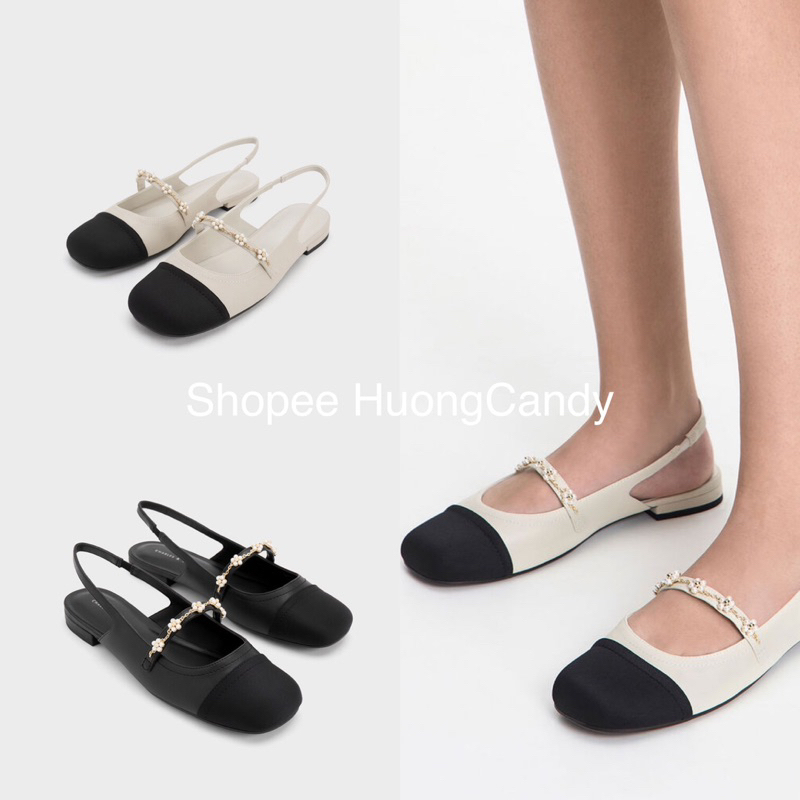 Sandal Cnk hở gót mũi tròn phối dải hoa[ hàng sẵn-lùi 1 sz]H270